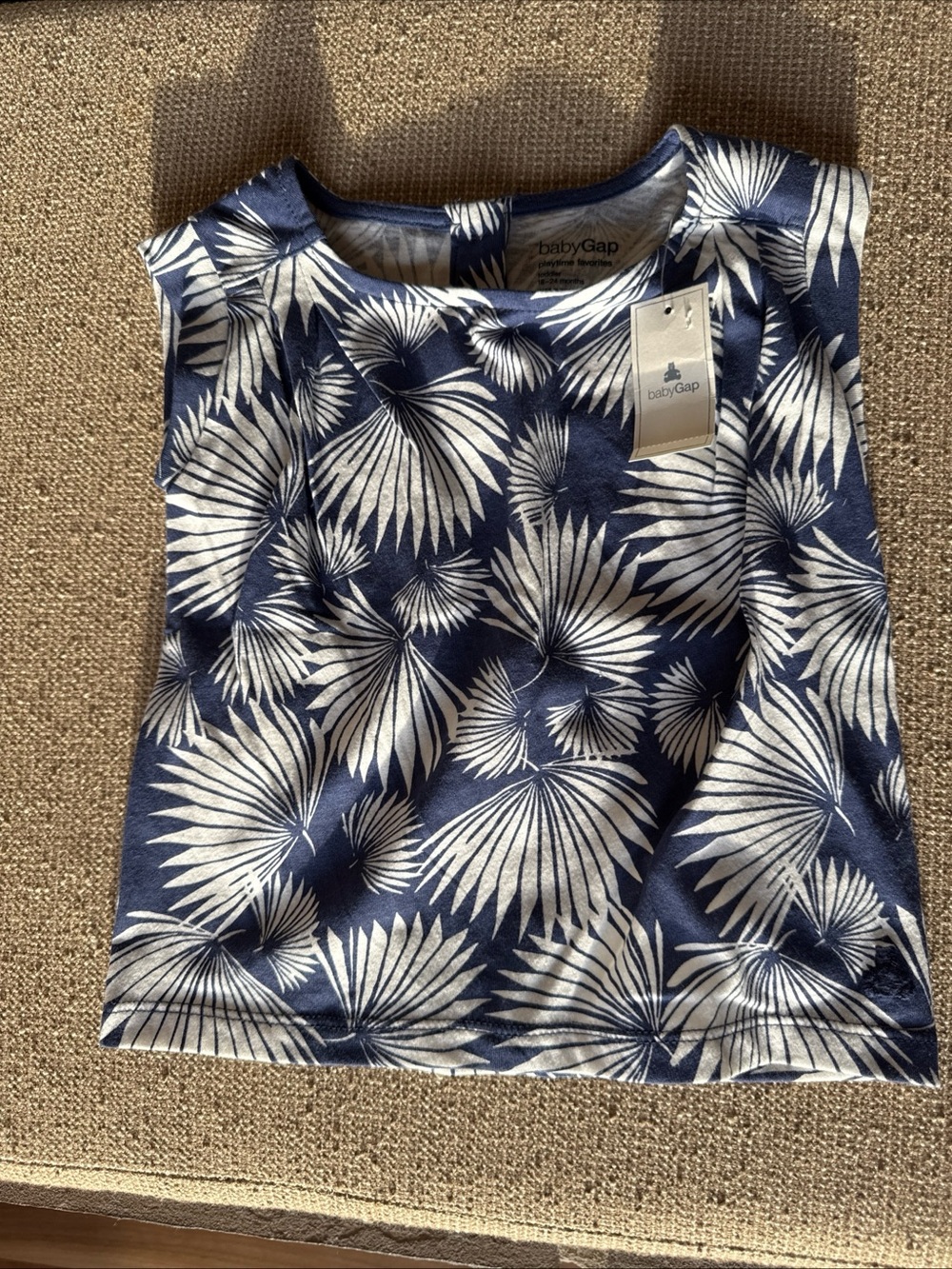 GAP Navy & White Palm-Print Sleeveless Top 18-24 months